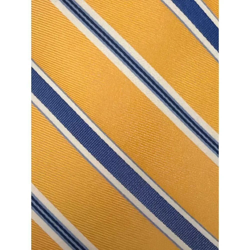 Tommy Hilfiger Yellow Blue White Stripe  Woven Silk Men’s  Necktie